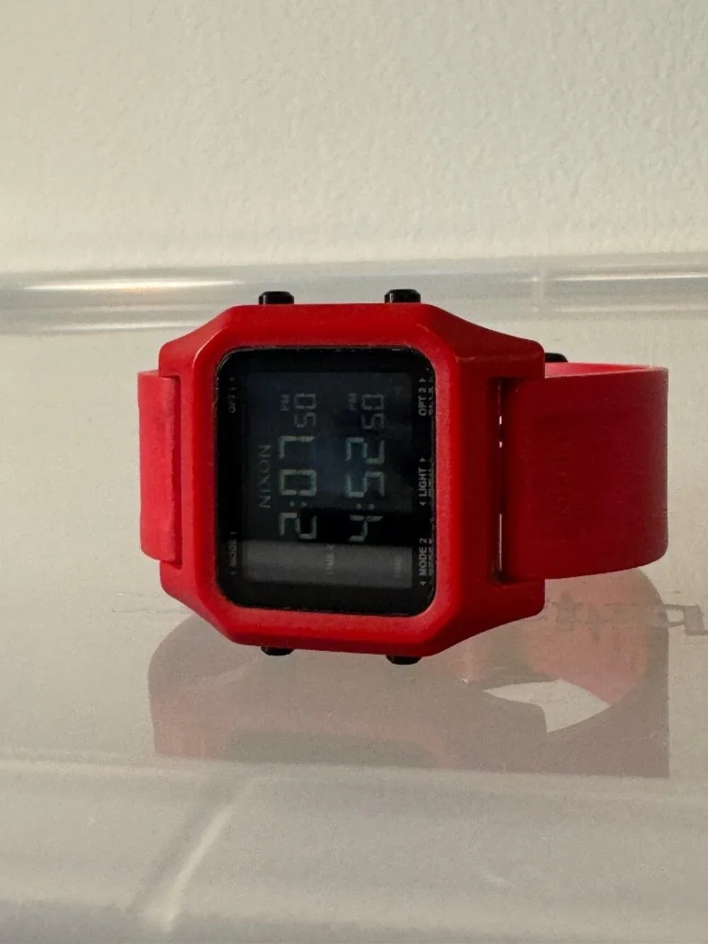 Nixon The Staple Red Digital Watch 100M Dual Time Alarm Chronograph